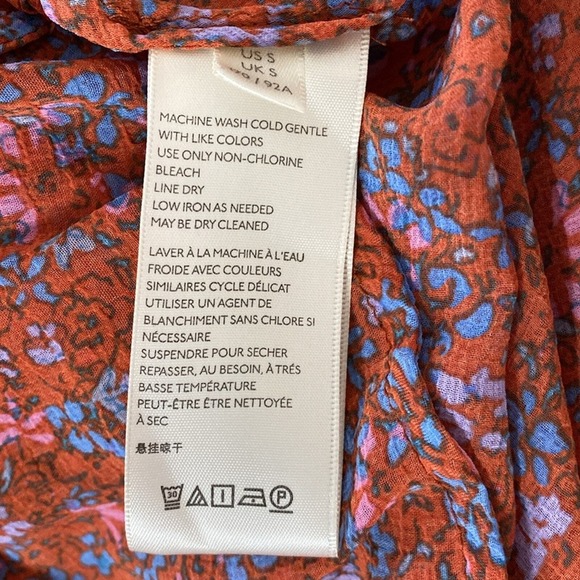 Free People Lola Kimono in Wild Red Ditsy Floral Tassel Tie Front Bell Sleeves S - Picture 13 of 15